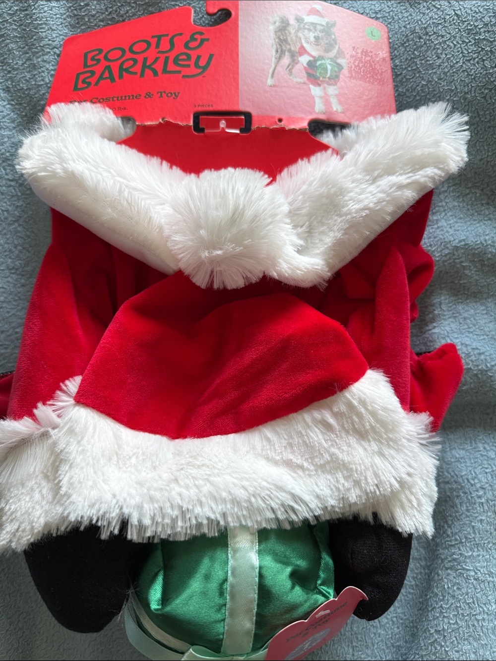 Boots & Barkley Santa Costume with Hat and green present. NWT.